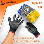 Bịch 12 đôi găng tay bảo hộ cơ khí chuẩn EN 388:2016 màu đen