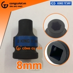 Đầu tuýp ½ lục giác đen 8mm loại ngắn 38mm thép Cr-Mo cho súng bắn ốc Kingtony 453508M