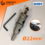 Mũi khét inox Ø22mm Senka SKP220THS 6 răng TCT chuôi tròn vát