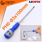 Tua vít cán bầu 100mm thép CrV Ø3mm PH0 Licota ASD-2531000 Đài Loan