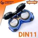 Kính bảo hộ thợ hàn tròn 2 lớp độ tối DIN11 từ thủy tinh vô cơ màu Wadfow WSG3811 thân nhựa PVC