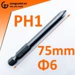 Đầu bắt vít 4 cạnh PH1 Φ6.0 dài 75mm chuôi lục thép S2 là sản phẩm chất lượng cao