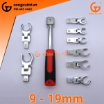 Bộ cờ lê vòng hở lắc léo đầu rời 9-19mm 9 chi tiết để vặn rắc co đường ống