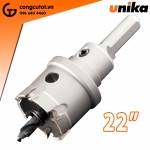 Mũi khoét kim loại Ø22mm răng hợp kim sâu 25mm TCT Unika MCTR-22
