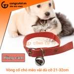 Vòng cổ chó mèo cỡ 21-32cm lục lạc bạc vải dù màu hồng cam