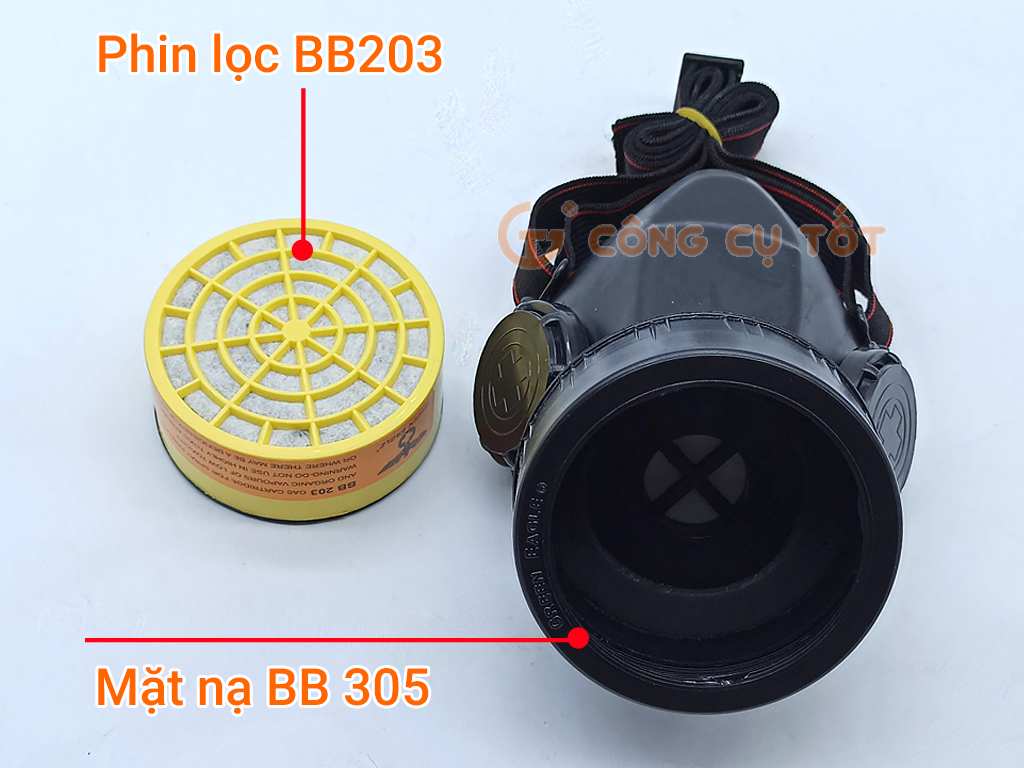 Mặt nạ chống bụi mịn và phòng khí độc công nghiệp than hoạt tính BB 305 một lõi