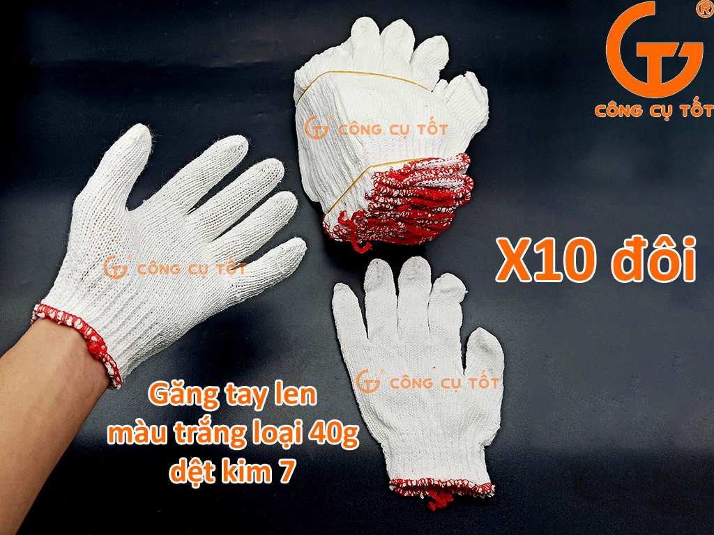 10 đôi găng tay bảo hộ sợi len trắng 40g vải dệt thưa kim 7 cho cảm giác thoải mái, đảm bảo được an toàn cho người sử dụng.