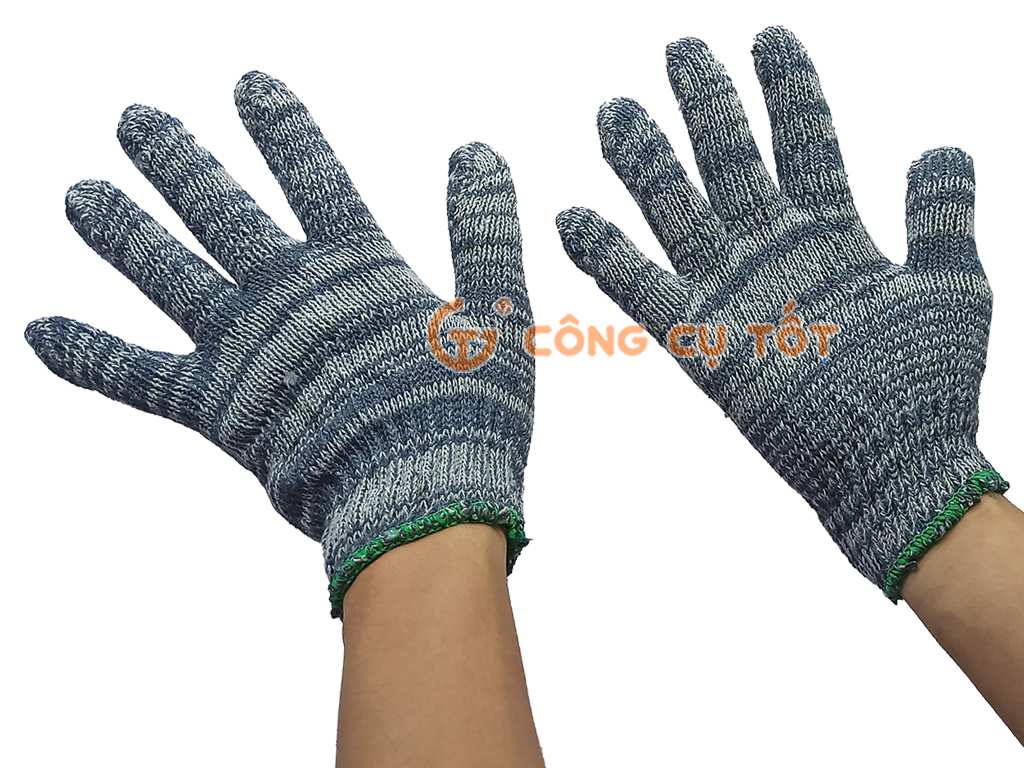 Găng tay len bảo hộ lao động màu muối tiêu dày 50 gram