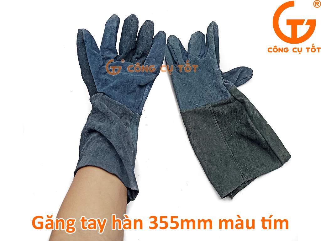 Găng tay hàn loại dài 14 inch 355mm màu tím