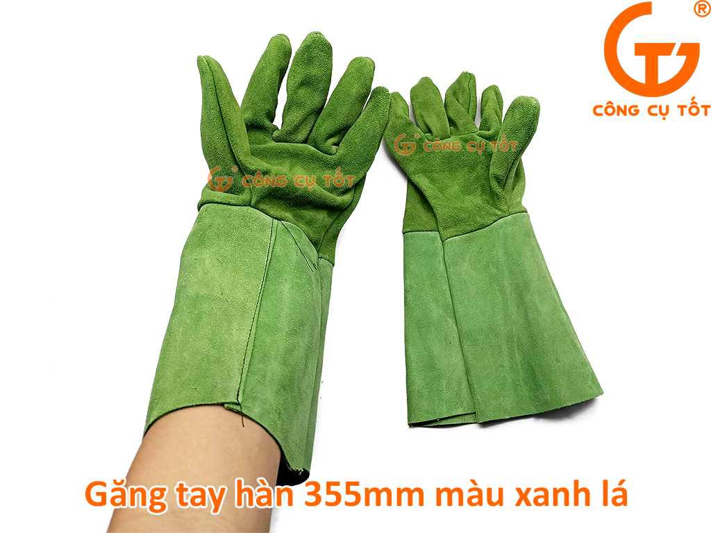 Găng tay hàn loại dài 14 inch 355mm màu xanh lá