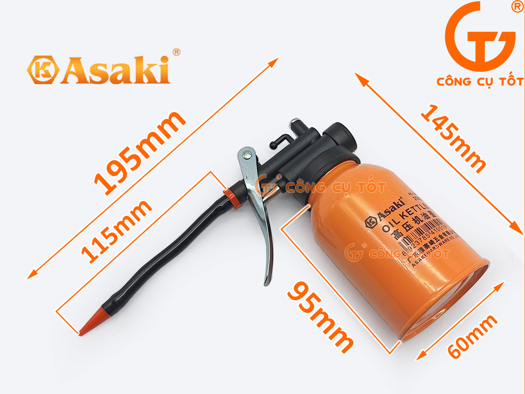 Kích thước của bình châm dầu nhớt Asaki AK-1051