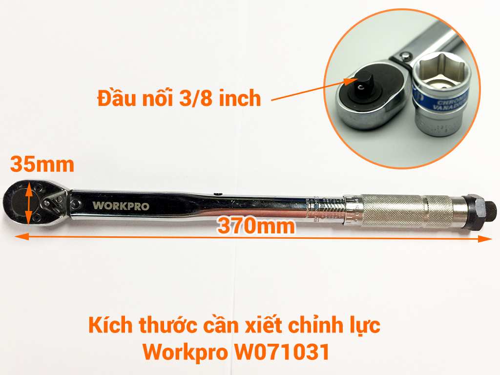 Kích thước cần xiết chỉnh lực 3/8 inches Workpro W071031