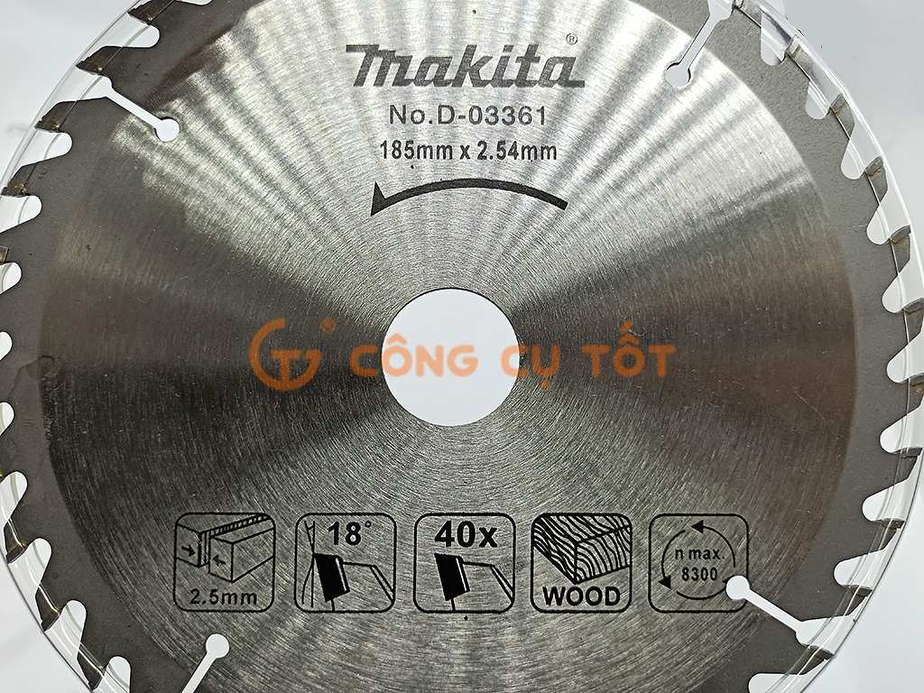 Đĩa cưa cắt xẻ gỗ hợp kim Makita Φ180 x 40 răng x mạch cắt 2.5mm x 8300 rpm