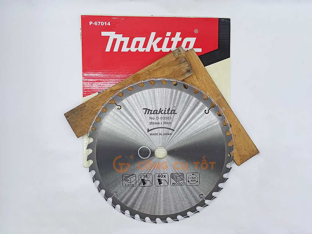 Lưỡi cưa cắt xẻ gỗ hợp kim Makita Φ350 x 40 răng x mạch cắt 3.4mm x 4000 rpm
