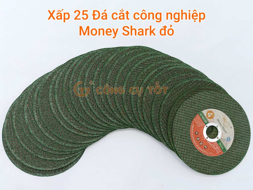 25 Đá cắt Money Shark nhãn Đỏ Φ107 x dày 1.2 x trục 16mm