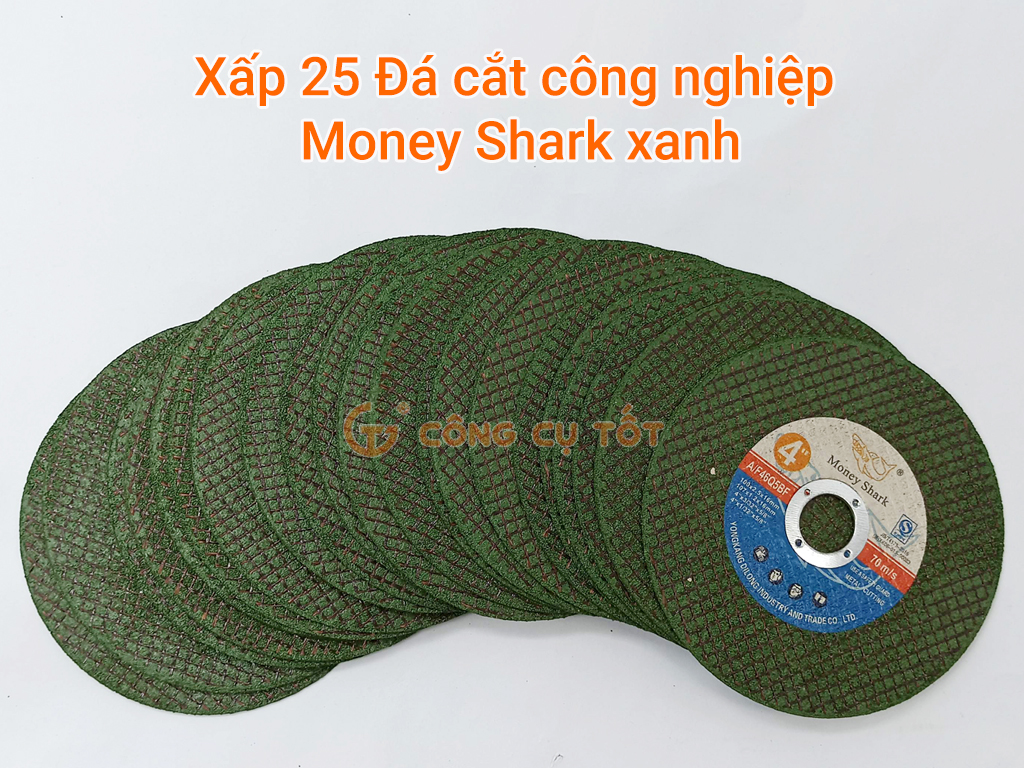 25 Đá cắt Money Shark nhãn Xanh Φ107 x dày 1.2 x trục 16mm