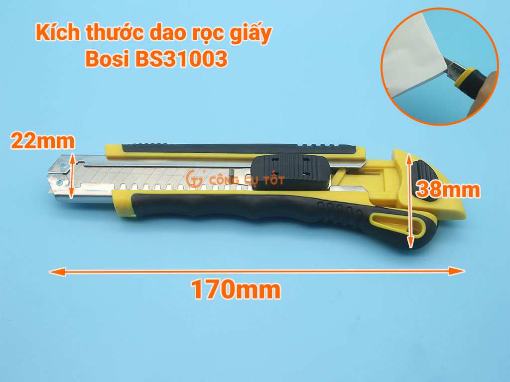 Kích thước dao rọc giấy Bosi BS31003