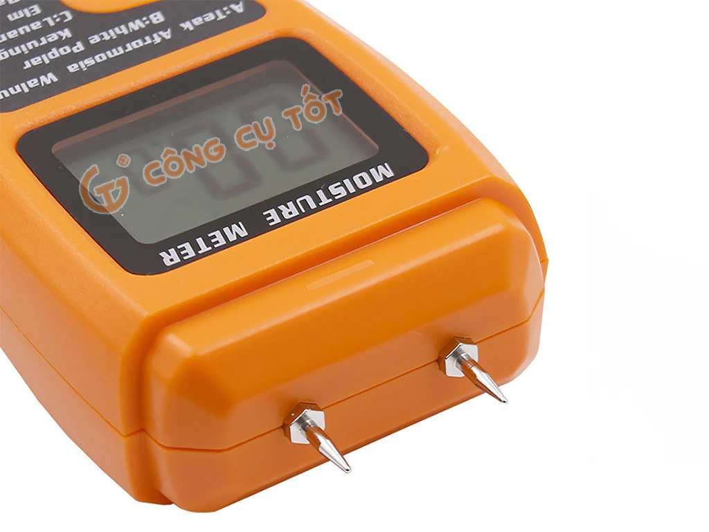 Máy đo độ ẩm gỗ độ chính xác 0.5% kèm pin màu cam
