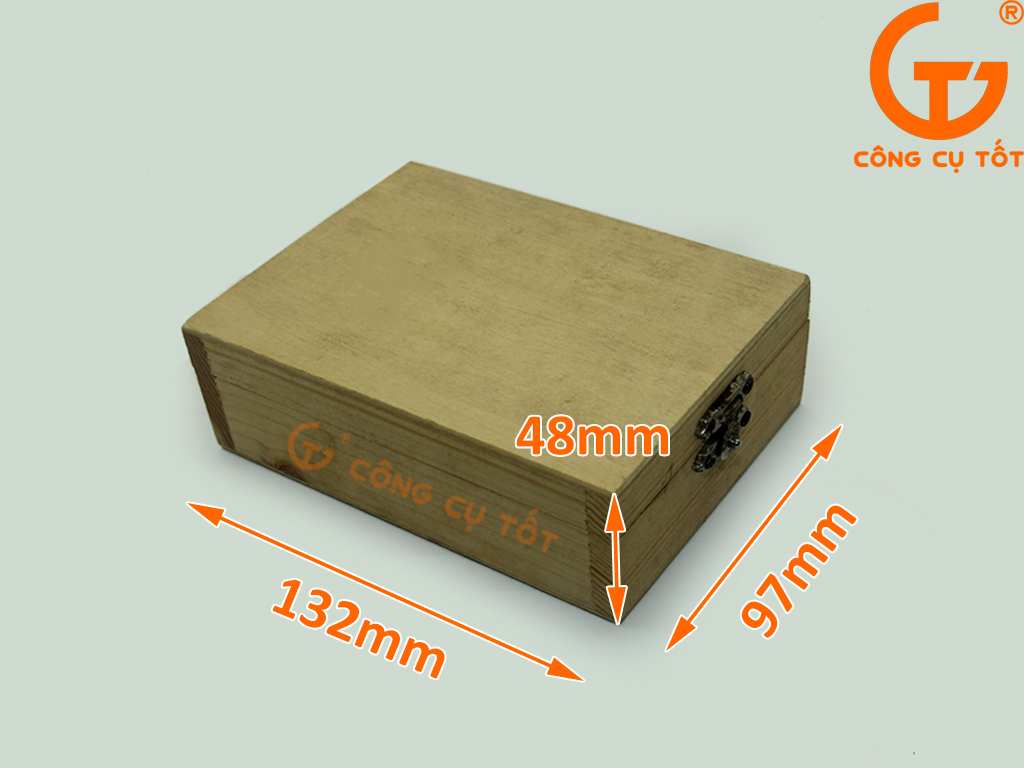 Kích thước hộp gỗ đựng 3 mũi khoan bước 4-32mm.