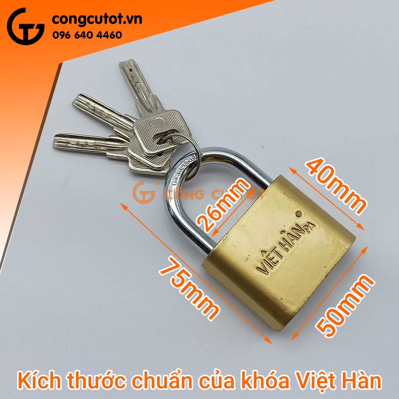 Kích thước thực tế của khóa Việt Hàn