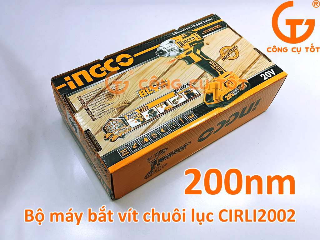 Bộ máy bắt vít chuôi lục 2 pin 20V 200Nm Ingco CIRLI2002
