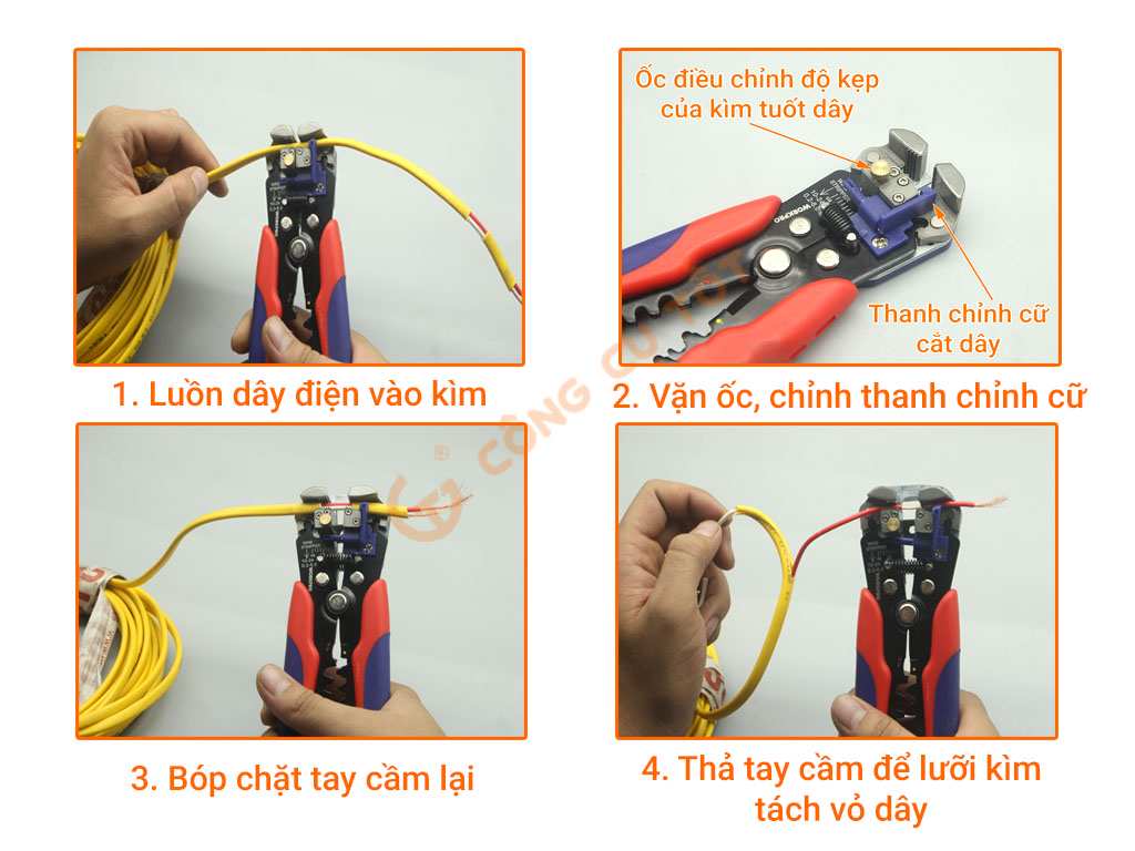 Cách sử dụng kìm tuốt dây điện đa năng