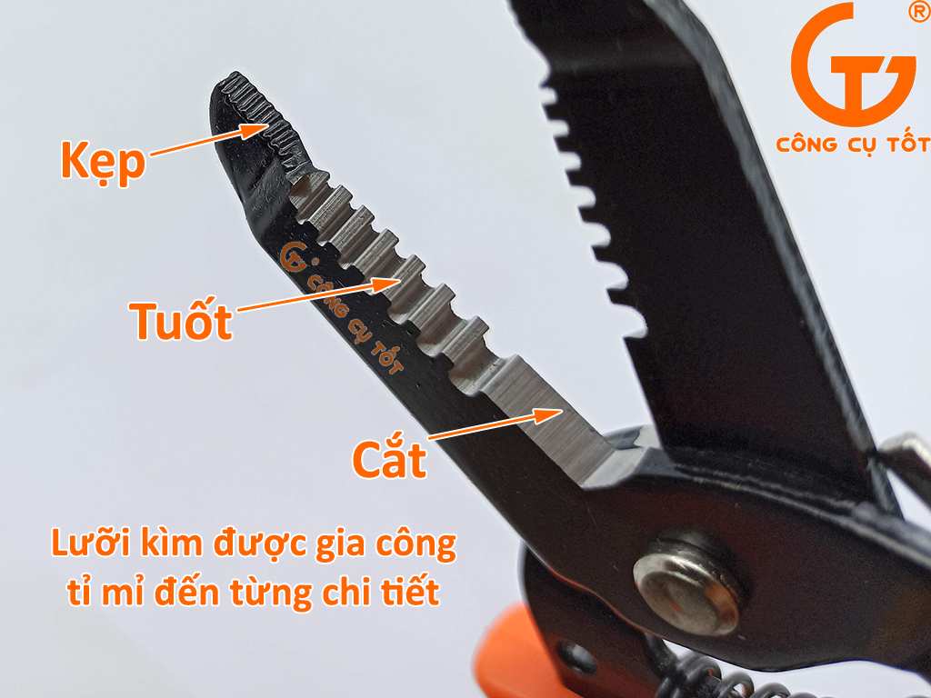 Đầu kìm điện tuốt cắt vỏ dây điện lõi 0.6-2.6mm 200mm Kapusi K-9100
