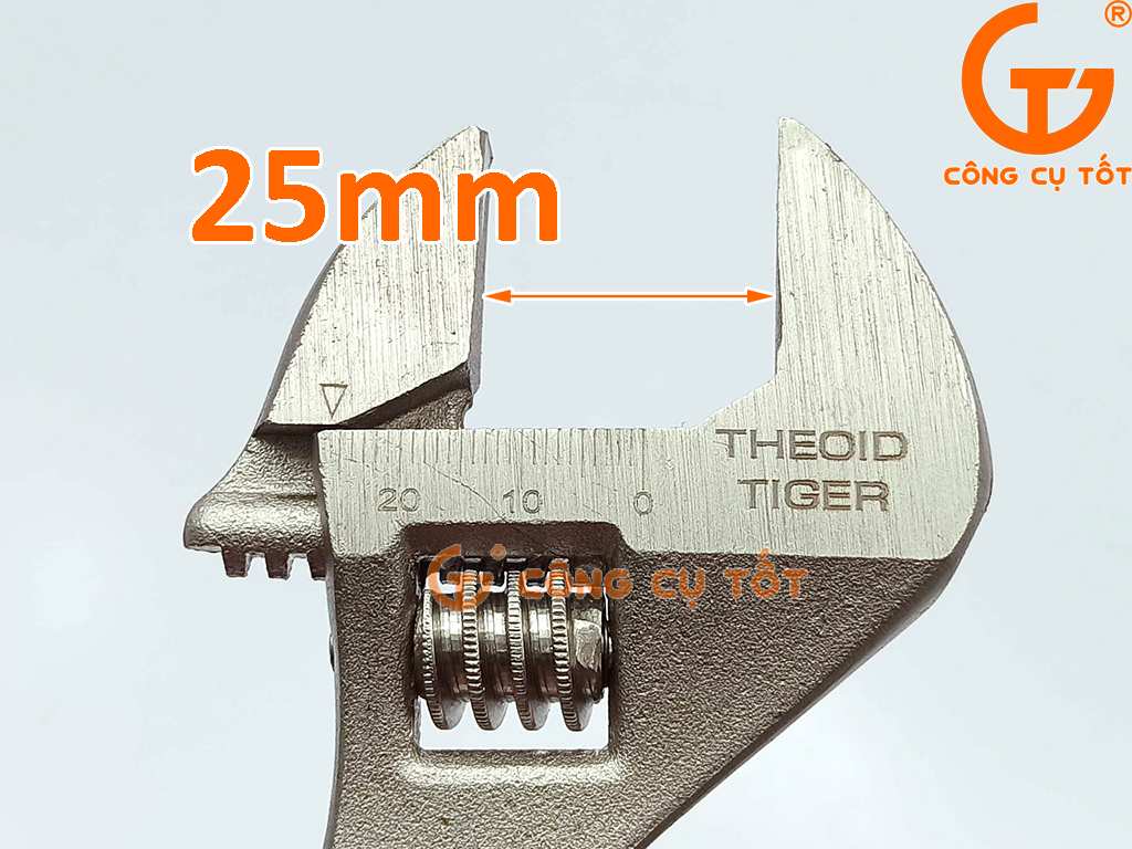 Độ mở tối đa của mỏ lết Theoid Tiger 8 inch