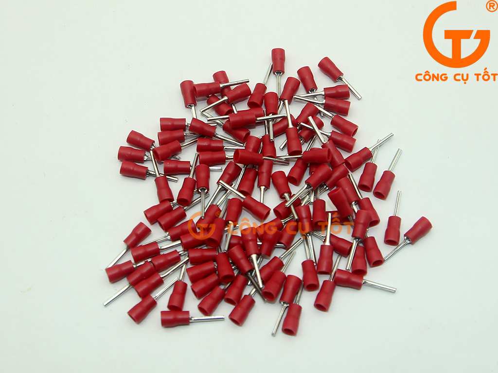 100 đầu cos pin đặc tròn PTV 1.25-12 bọc nhựa đỏ