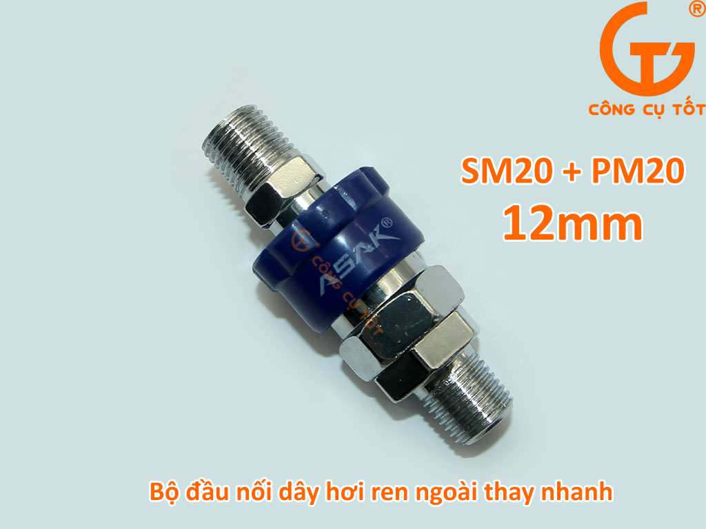 Đầu nối dây hơi nhanh SM20 PM20 12mm
