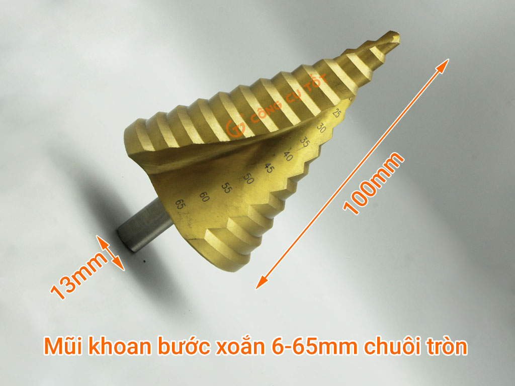 Kích thước mũi khoan bước xoắn 6-65mm chuôi tròn phủ titanium
