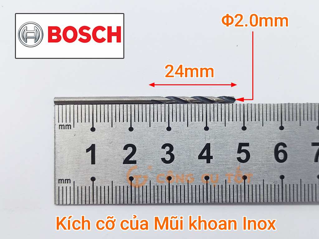 Mũi khoan inox Bosch thép gió HSS-G 49mm x Φ2.0mm