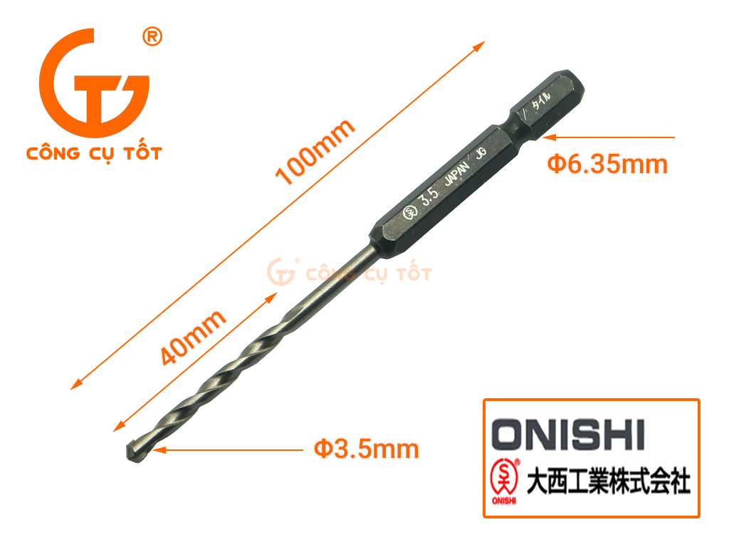 Mũi khoan gạch ngói đường kính 3.5mm Onishi Nhật Bản