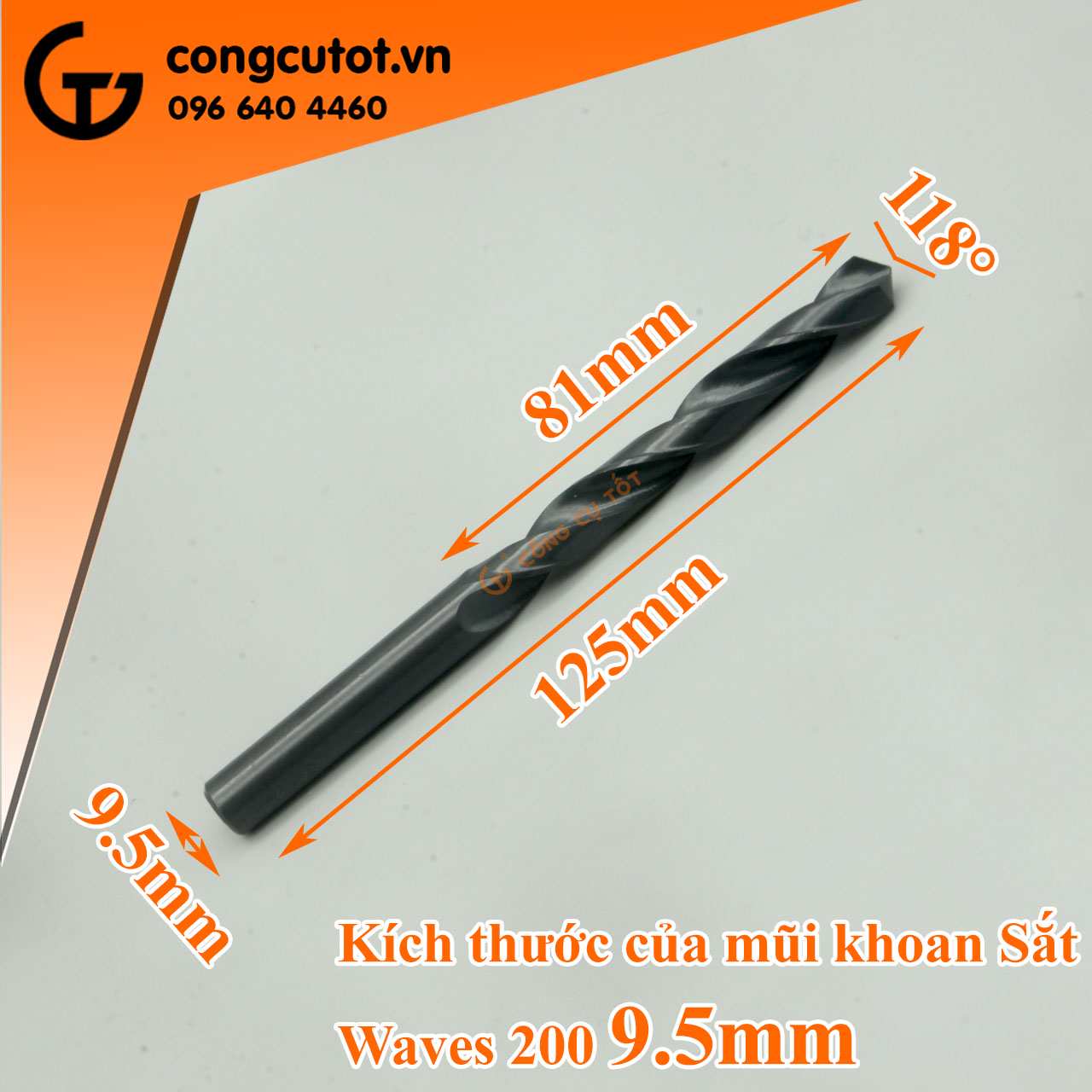 Kích thước mũi khoan sắt Wave 9.5mm
