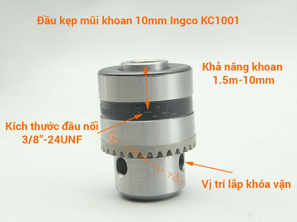 Cấu tạo đầu khoan 10mm Ingco KC1101