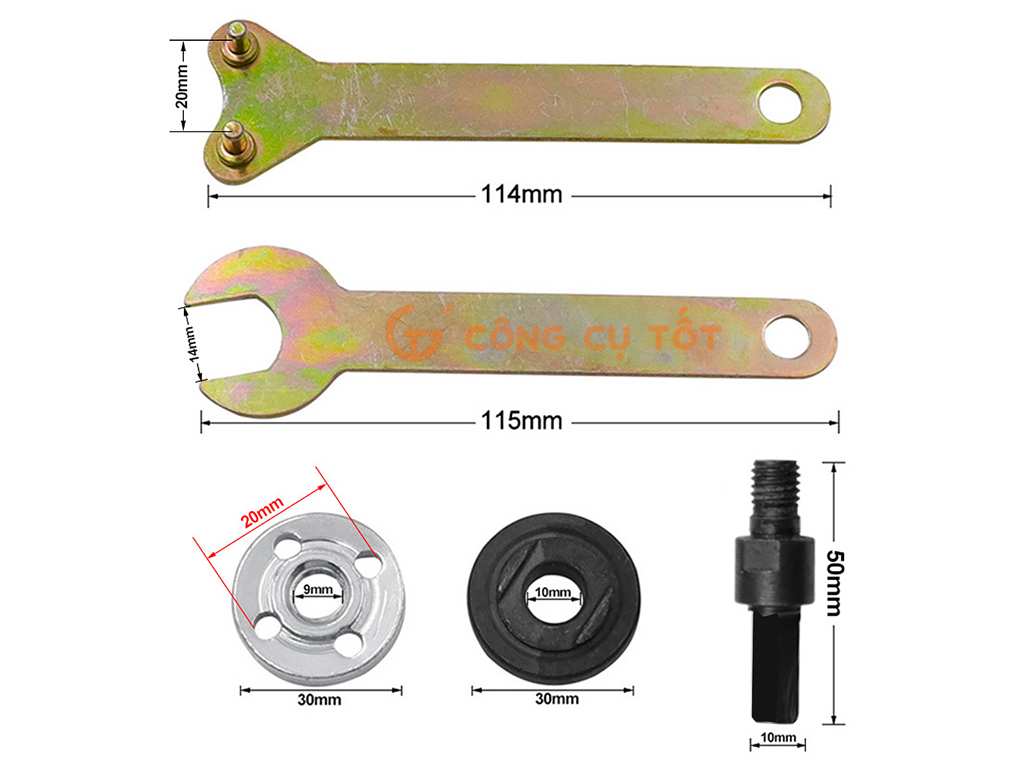 5 phụ kiện lắp đĩa cắt mài cho máy khoan chuôi tròn Ø10mm
