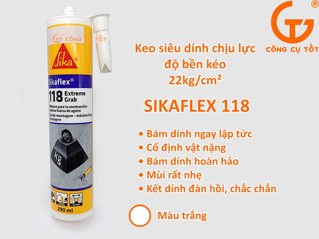 keo siêu dính chịu lực SIKAFLEX 118 290ml 22kg/cm2 trắng