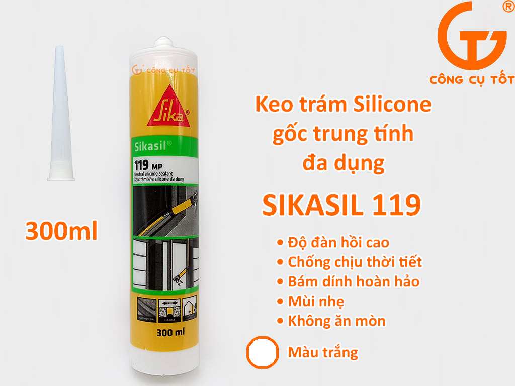 Keo silicone gốc trung tính SIKASIL 119 ống 300ml màu trắng.