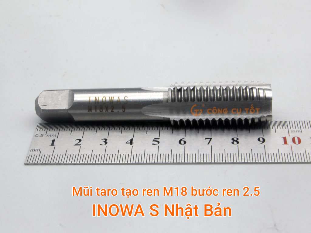 Kích thước của mũi taro M18x2.5 INOWA S Nhật Bản