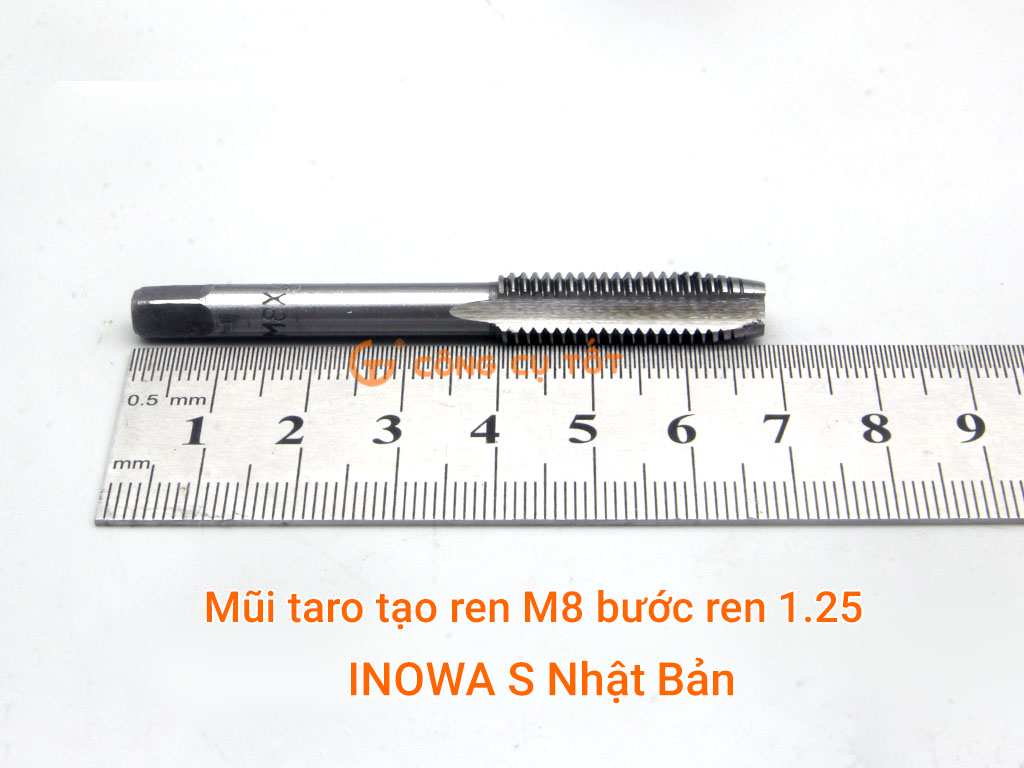 Kích thước của mũi taro M8x1.25 INOWA S Nhật Bản
