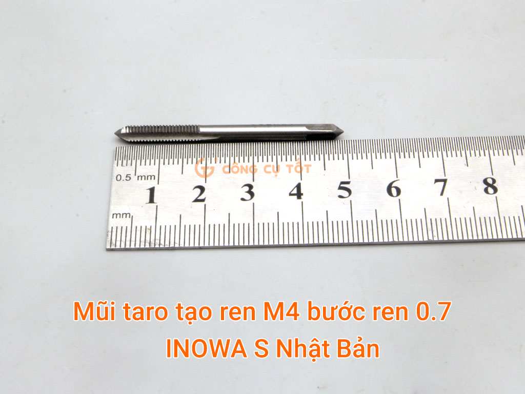 Kích thước của mũi taro M4x0.7 INOWA S Nhật Bản