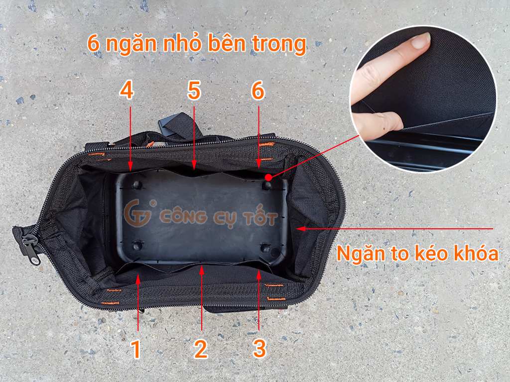 Túi đựng đồ nghề Kapusi 17 inch vải dù đáy nhựa cứng