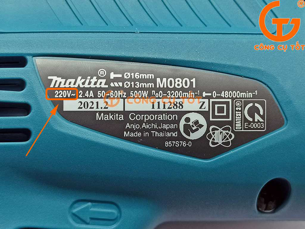 Xem chỉ số nguồn điện phù hợp cho máy khoan điện Makita