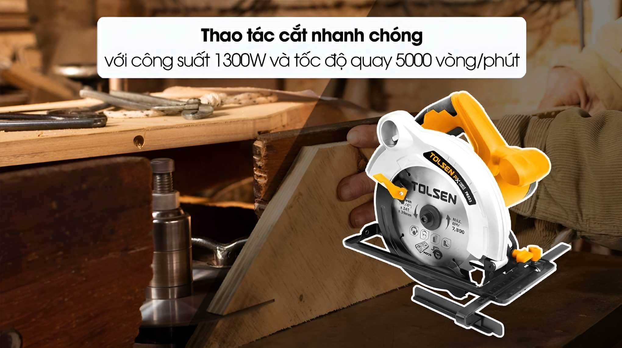 Hình ảnh 3 của mặt hàng Máy cắt gỗ 185mm 1300w TOLSEN 79532