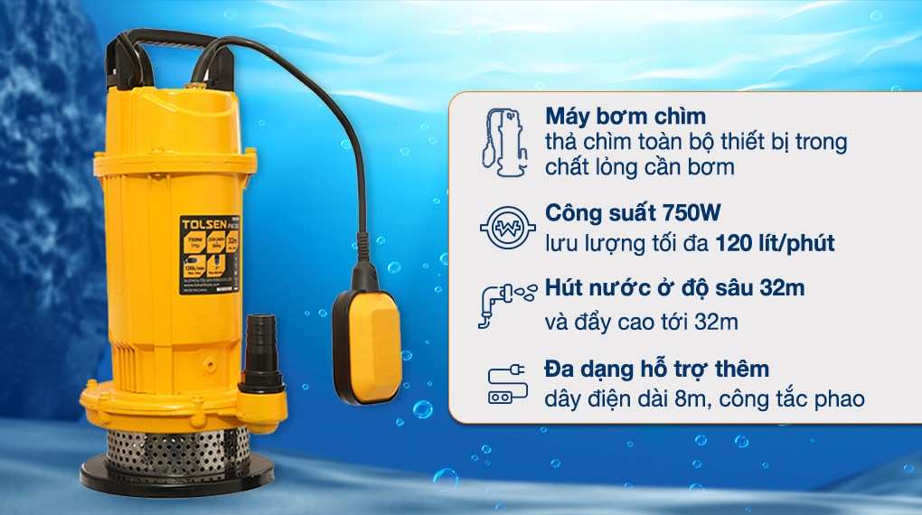 Hình ảnh 1 của mặt hàng Máy bơm chìm 370W (0.5Hp) TOLSEN 79978