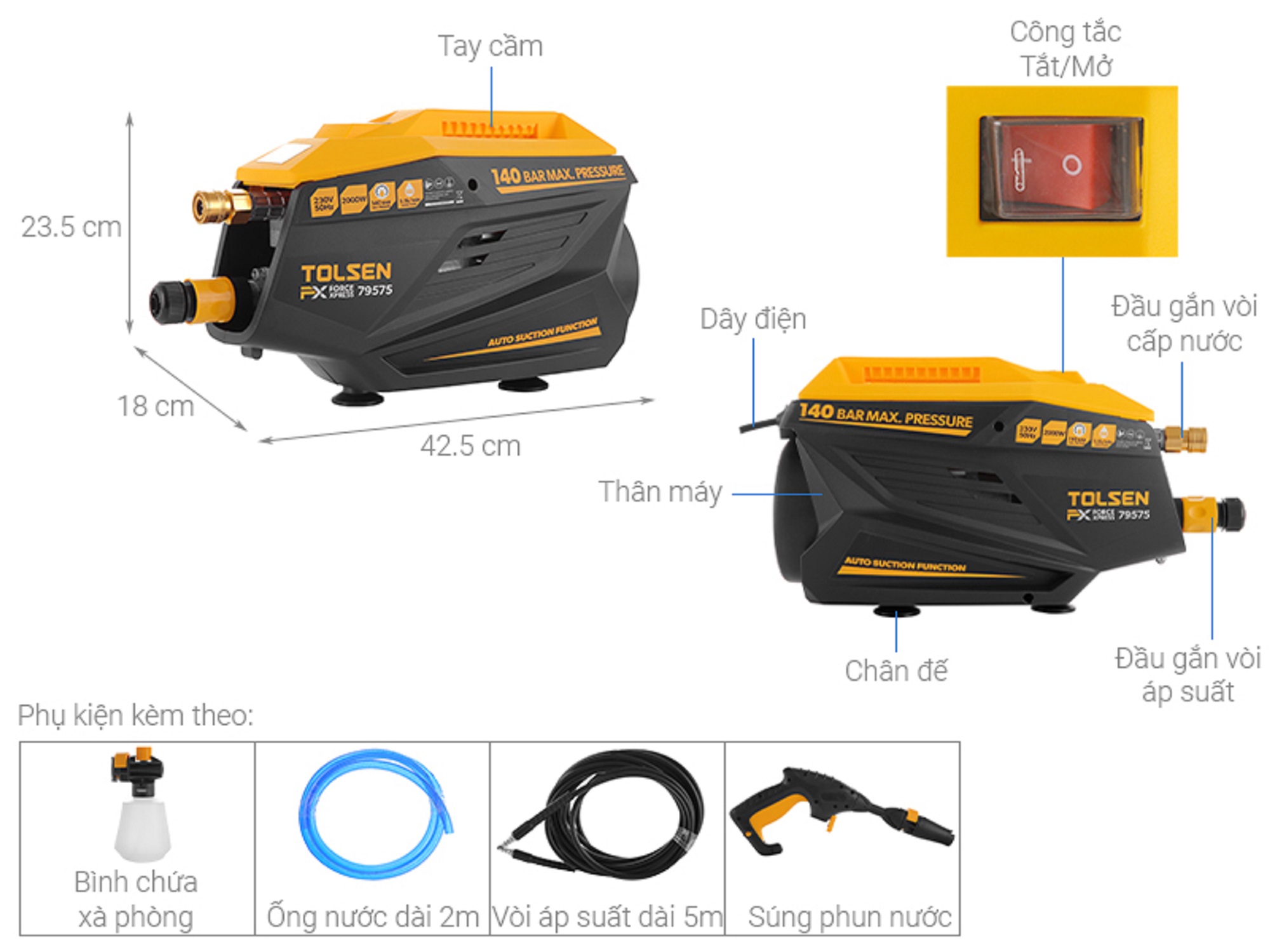 Hình ảnh 11 của mặt hàng MÁY XỊT NƯỚC ÁP SUẤT 2.000W 8M+15M