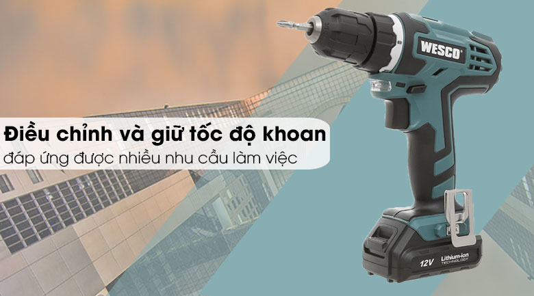 Hình ảnh 9 của mặt hàng MÁY KHOAN PIN 12V WESCO WS2533K2 ( 2 PIN - THÙNG NHỰA )