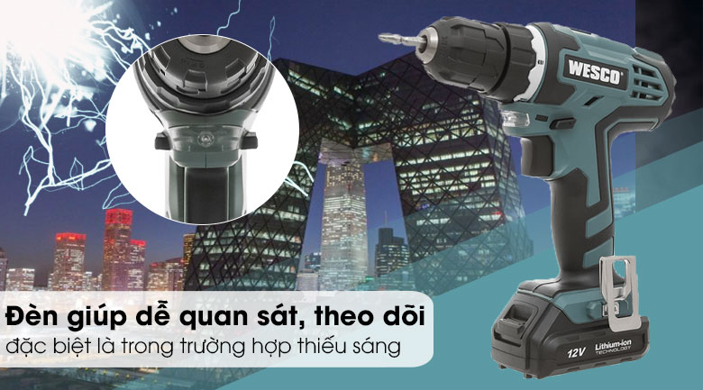 Hình ảnh 8 của mặt hàng MÁY KHOAN PIN 12V WESCO WS2533K2 ( 2 PIN - THÙNG NHỰA )