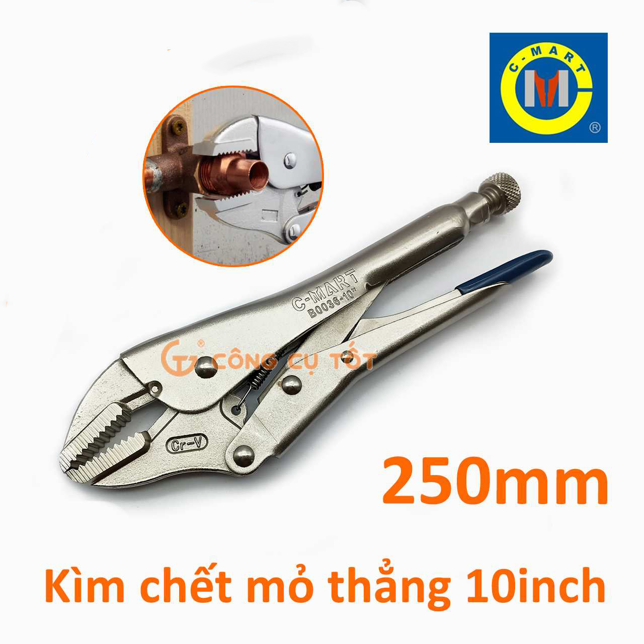 Hình ảnh 2 của mặt hàng Kìm chết mỏ thẳng 10inch 250mm C-Mart B0036-10