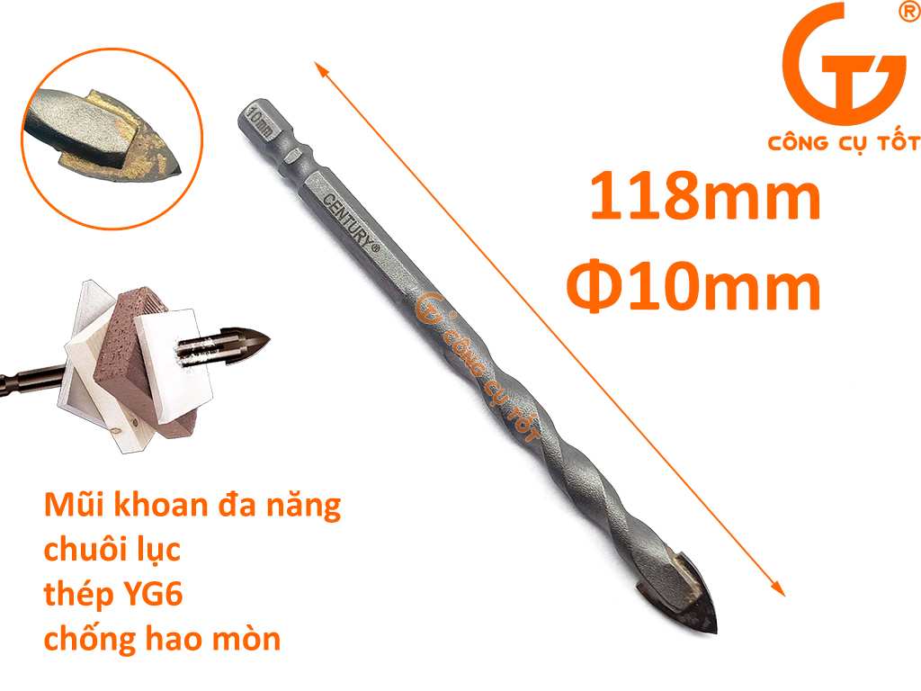 Hình ảnh 7 của mặt hàng Mũi khoan đa năng 2 cạnh 10mm Century